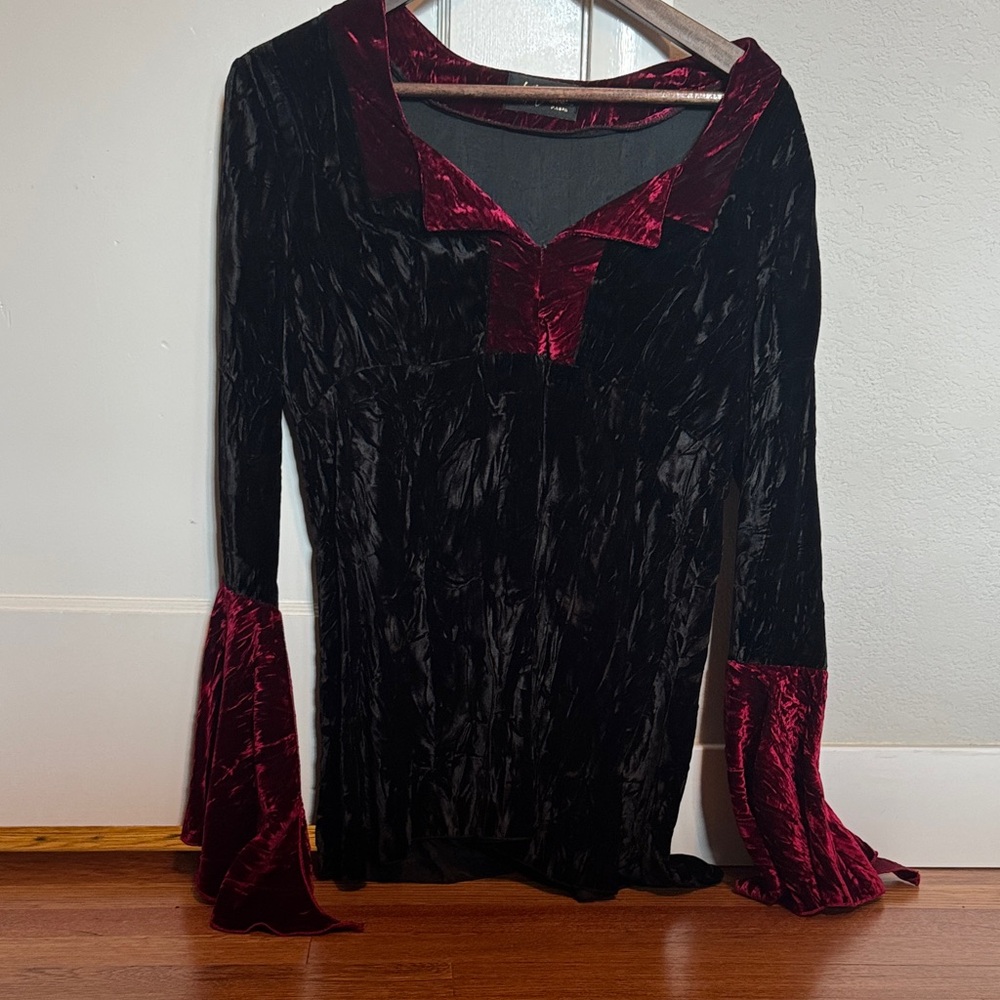 Parisian Designer, Jeff Gallano, Vintage Crushed Velvet "Monica" Blouse